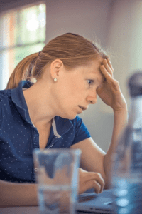 A woman suffering from work-related stress